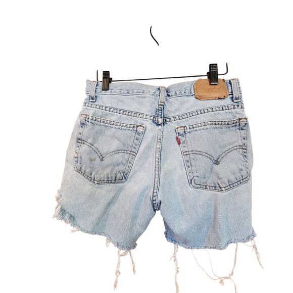 Levis 550 Womens Distressed High-Waisted Denim Cutoff Shorts W30 Light Wash - Picture 2 of 3